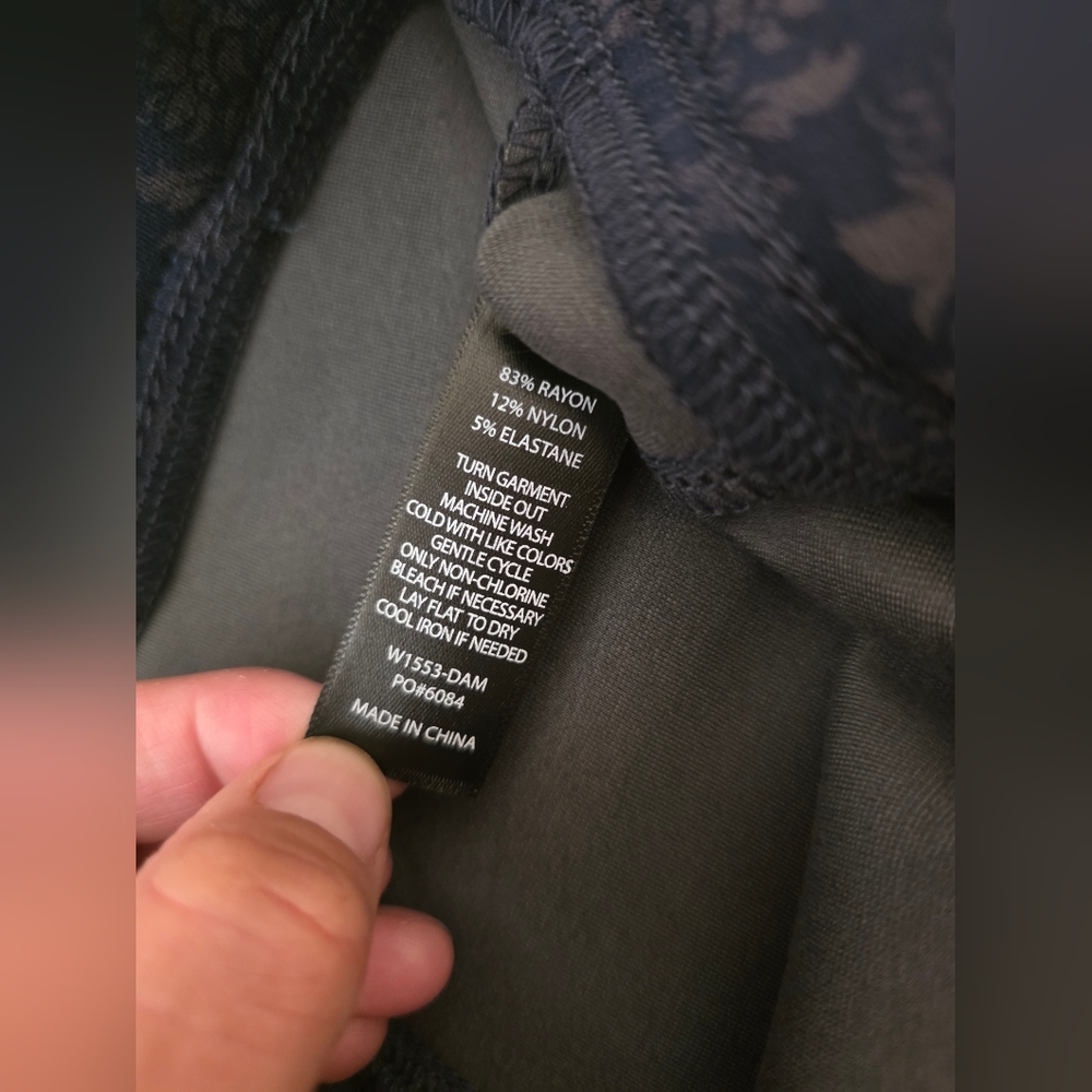 Chic Navy Damask Patterned Bootcut Stretchy Dress… - image 3